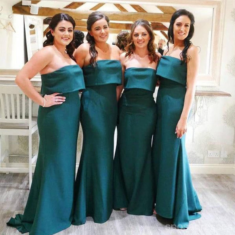 Sexy Mermaid Strapless Maxi Long Bridesmaid Dresses For Wedding,WG1760