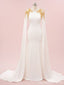 Elegant White Mermaid Long Sleeves Maxi Long Party Prom Dresses,Evening Dress,13530