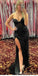 Sexy Black Mermaid Side Slit Strapless Long Party Prom Dresses,Evening Dress,13372