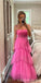 Popular Pink A-line Spaghetti Straps Long Party Prom Dresses,Evening Dress,13371