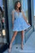 Cute Blue A-line Mini Short Prom Homecoming Dresses Online,CM994