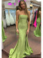 Sexy Green Mermaid Spaghetti Straps Side Slit Long Party Prom Dresses,Evening Dress,13401