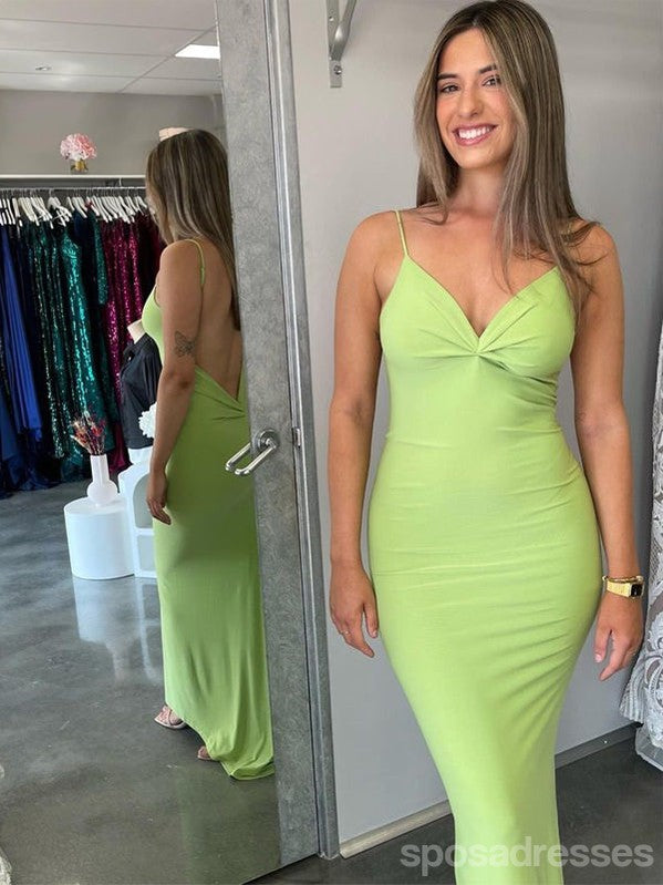 Sexy Green Spaghetti Straps Backless Maxi Long Party Prom Dresses,Evening Dress,13343