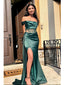 Sexy Green Mermaid Off Shoulder Side Slit Maxi Long Party Prom Dresses,13331