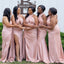 Sexy Pink Mermaid Side Slit Maxi Long Bridesmaid Dresses For Wedding,WG1781