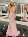 Simple Popular Pink Spaghetti Straps V-neck Long Party Prom Dresses,Evening Dress,13388