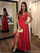 Sexy Red Sheath Side Slit Spaghetti Straps Maxi Long Party Prom Dresses, Evening Dress,13321