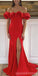 Elegant Red Mermaid Off Shoulder Maxi Long Party Prom Dresses,Evening Dress,13404