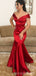 Sexy Red Mermaid Off Shoulder V-neck Maxi Long Party Prom Dresses,13325