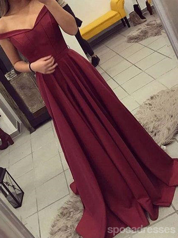 Aus Schulter Maroon Backless Abend Prom Kleider, Lange Günstige Party Prom Kleid, Benutzerdefinierte Lange Prom Kleider, Günstige Formale Prom Kleider, 17119