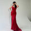 Sexy Red Mermaid Side Slit Maxi Long Bridesmaid Dresses For Wedding Party,WG1822