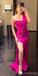 Popular Hot Pink Mermaid One Shoulder Side Slit Maxi Long Party Prom Dresses,Evening Dress,13381