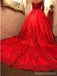 Luxurious Spaghetti Straps Bright Red A-line Long Evening Prom Dresses, 17614