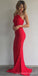 Sexy Red Mermaid Halter Maxi Long Lace Party Prom Dresses,Evening Dress,13400