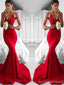 Sexy Red Mermaid Lace Evening Prom Dresses, Popular Bright Red Party Prom Dresses, Custom Long Prom Dresses, Cheap Formal Prom Dresses, 17197