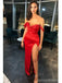 Sexy Red Sheath Off Shoulder Side Slit Maxi Long Party Prom Dresses Online,13334