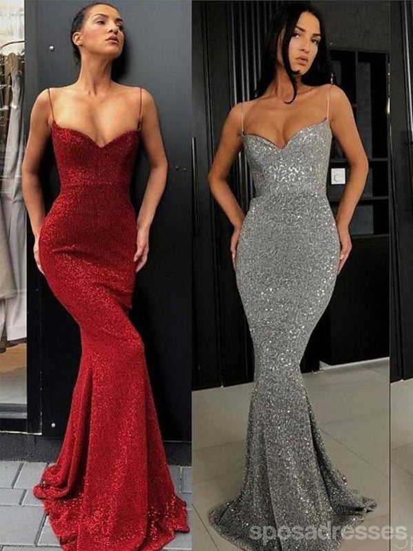 Sexy Mermaid Lace Sequin Long Evening Prom Dresses, Cheap Custom Party Prom Dresses, 18576