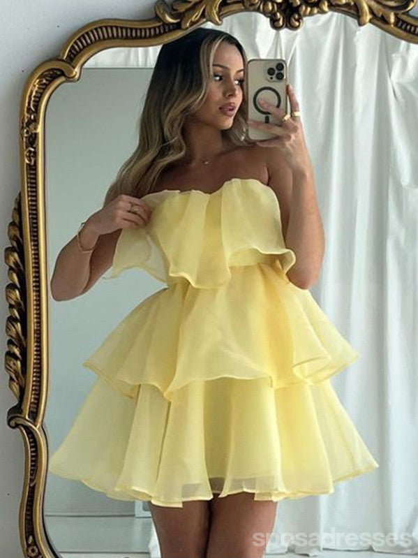 Cute A-line Yellow Mini Short Prom Homecoming Dresses,Party Dress,CM997