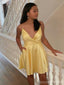 Sexy Yellow A-line Spaghetti Straps Mini Short Prom Homecoming Dresses,Party Dress,CM1011