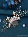 Sparkly Ladies Pearl Crystal Hair Comb Gold Alloy Leaf Hair Accessories for Women, HP180