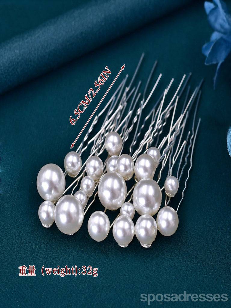 Handmade Pearl U-shaped Clip Dirty Braid Hair Accessories Flash Diamond Hair Fork for Women, HP536