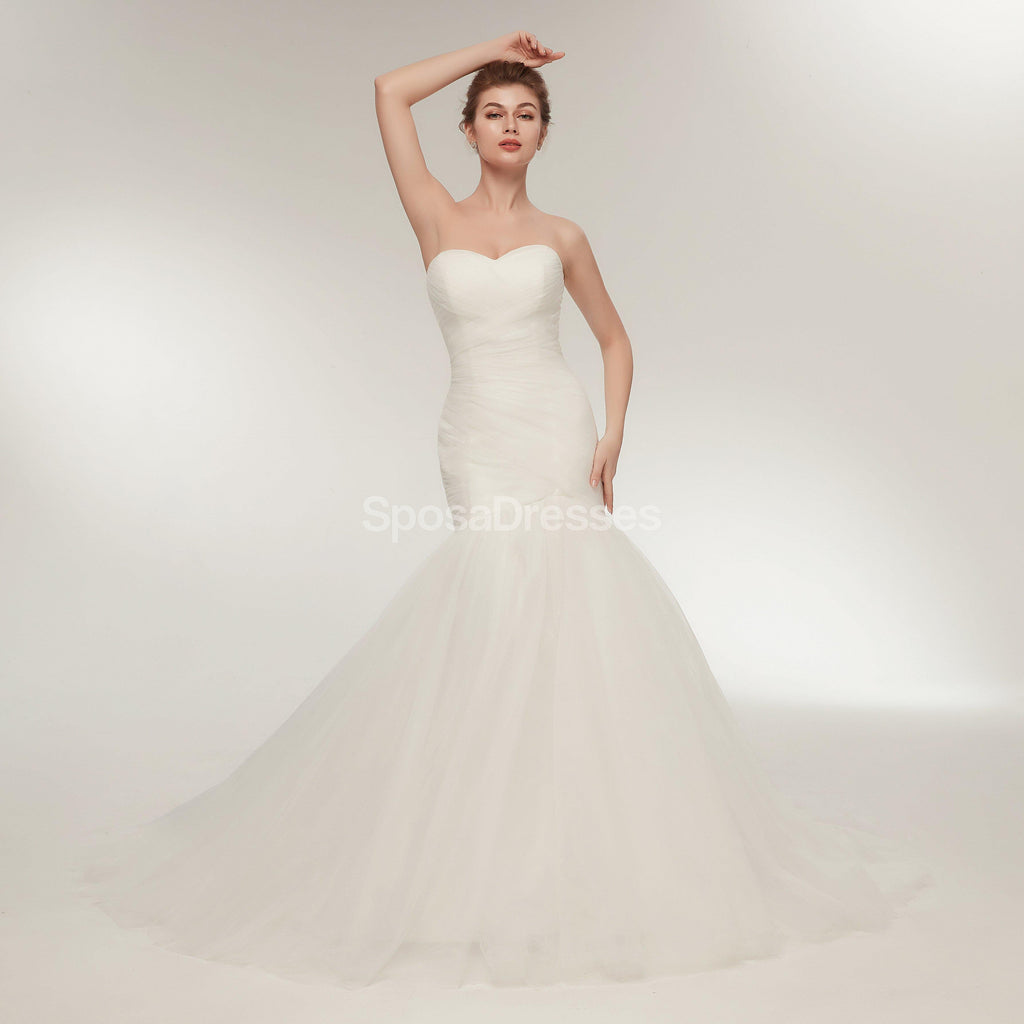 Sweetheart Tulle Mermaid Simple Cheap Wedding Dresses Online, Cheap Bridal Dresses, WD567