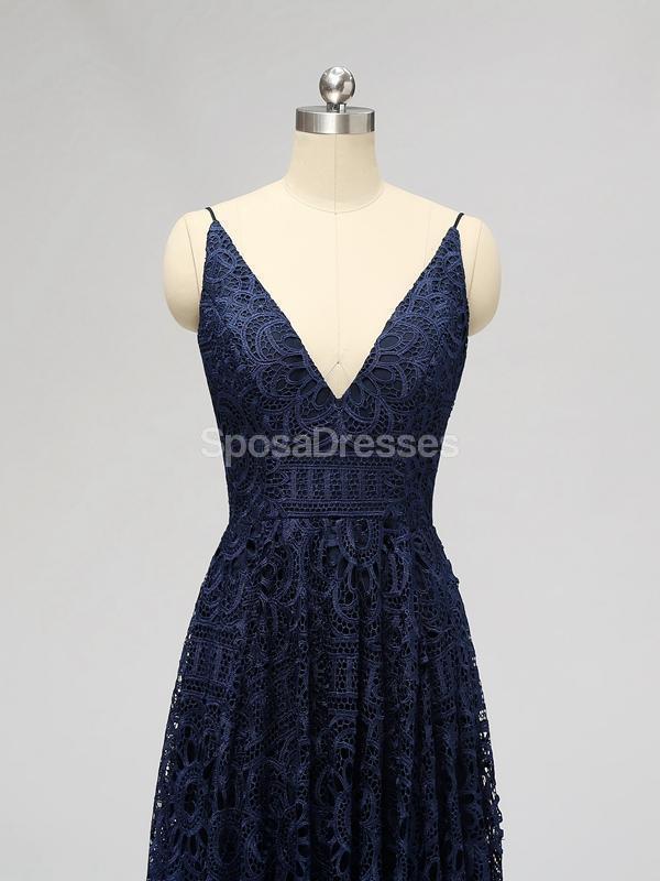 Spaghetti Strapls Lace Navy Lace curto baratos dama de honra vestidos on-line, WG588