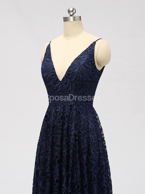 Spaghetti Strapls Lace Navy Lace curto baratos dama de honra vestidos on-line, WG588