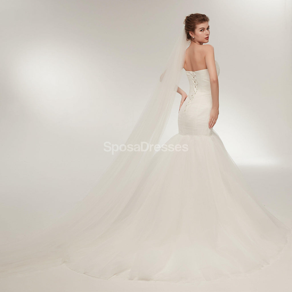 Sweetheart Tulle Mermaid Simple Cheap Wedding Dresses Online, Cheap Bridal Dresses, WD567