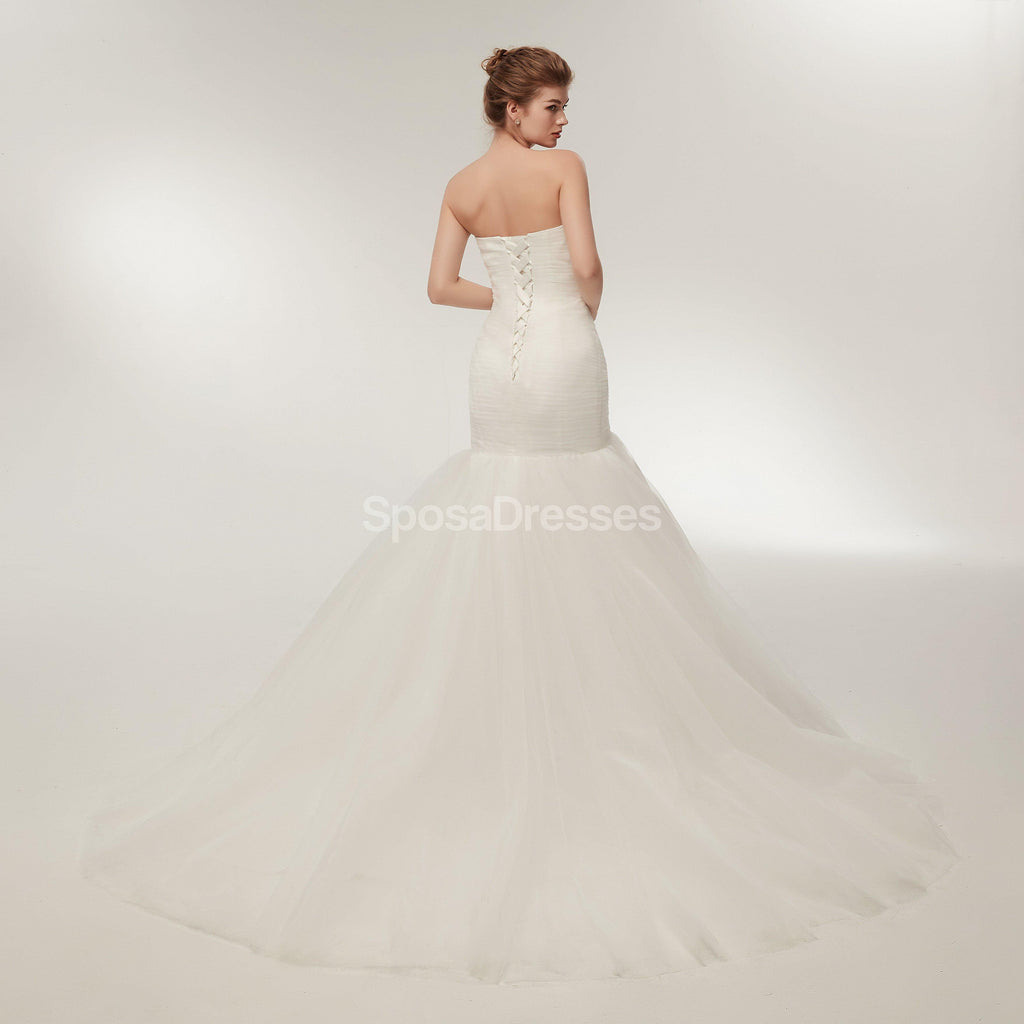 Sweetheart Tulle Mermaid Simple Cheap Wedding Dresses Online, Cheap Bridal Dresses, WD567