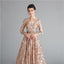 Lange Ärmel Sparkly Rose Gold Backless Abend Prom Kleider, Abend Party Prom Kleider, 12111