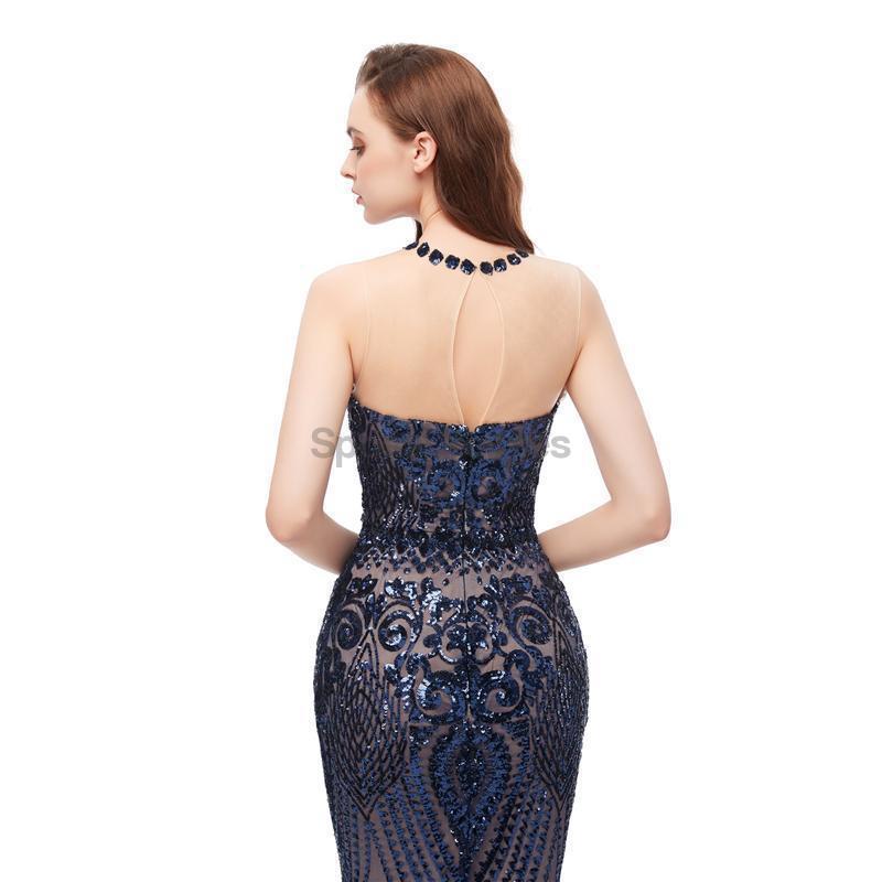 Jewel Neck Sequin Βραδινά Φορέματα Prom, Βραδινά Πάρτι Prom Φορέματα, 12104