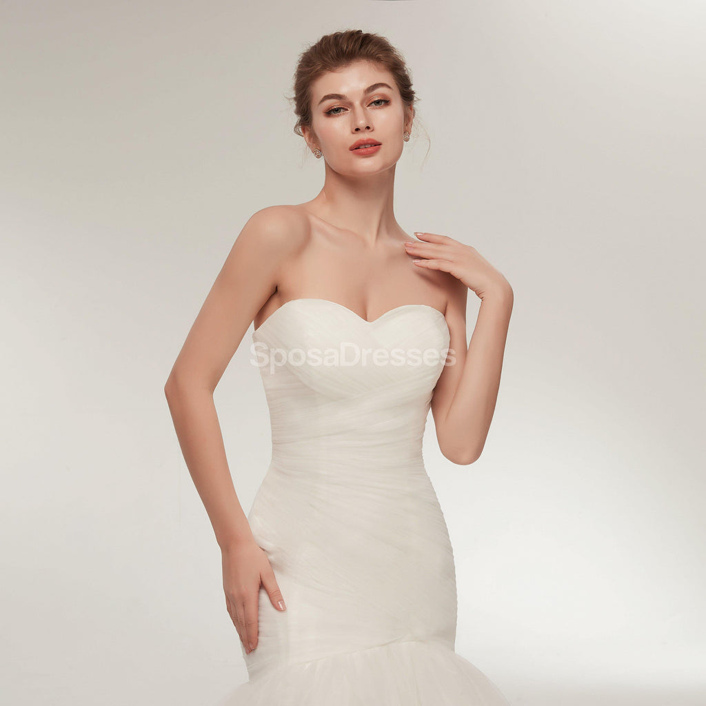 Sweetheart Tulle Mermaid Simple Cheap Wedding Dresses Online, Cheap Bridal Dresses, WD567