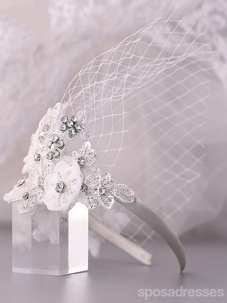 Elegant Simple Floral Vintage Pearls Bridal Veil, S358