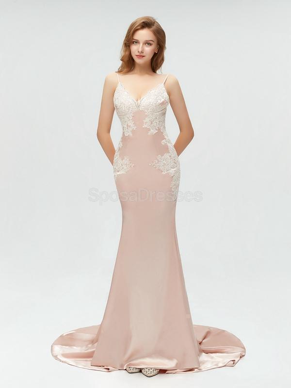 Σέξι V Neck Backless Γοργόνων Δαντελλών Μακριά Φορέματα Prom Βραδιού, 17520