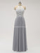 Halter Lace Long Chiffon Grey Cheap Bridesmaid Dresses Online, WG583