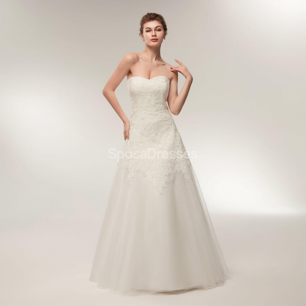 Sweetheart Lace A-line Cheap Wedding Dresses Online, Unique Bridal Dresses, WD566