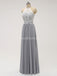 Halter Lace Long Chiffon Grey Φθηνά φορέματα παράνυμφων σε απευθείας σύνδεση, WG583