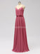 Spaghetti Straps Dusty Pink Chiffon Long Cheap Bridesmaid Dresses Online, WG600