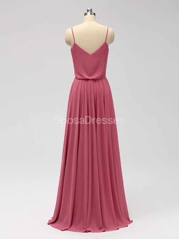 Spaghetti Straps Dusty Pink Chiffon Long Robes de demoiselle d'honneur pas cher en ligne, WG600