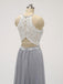 Halter Lace Long Chiffon Grey Φθηνά φορέματα παράνυμφων σε απευθείας σύνδεση, WG583