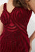 Dark Red V Neck Lace Rhinestone Beaded Evening Prom Dresses, Evening Party Prom Dresses, 12090