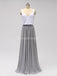 Casual Cheap Floor Length White And Grey Cheap Bridesmaid Dresses Online, WG601