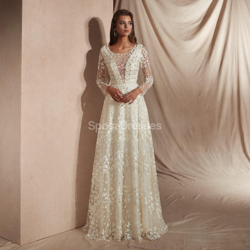 Mangas Compridas Rendas Vestidos De Casamento Baratos on-line, Vestidos De Noiva únicos baratos, WD578