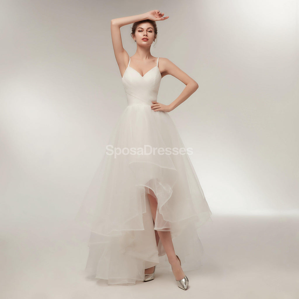 Spahgetti Straps High Low Simple Cheap Wedding Dresses Online, Cheap Bridal Dresses, WD565