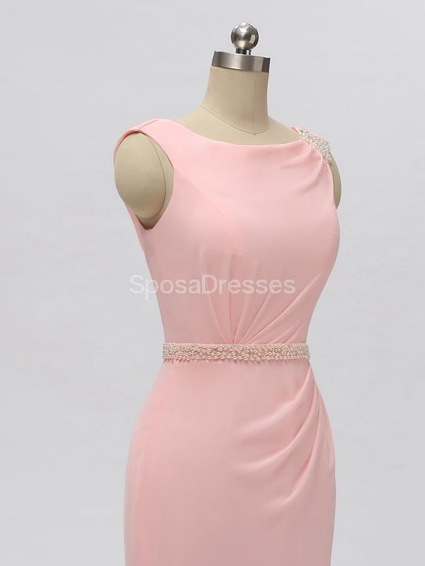 Scoop Pink Chiffon Γοργόνα Long Φορέματα Παράνυμφων Online, WG604