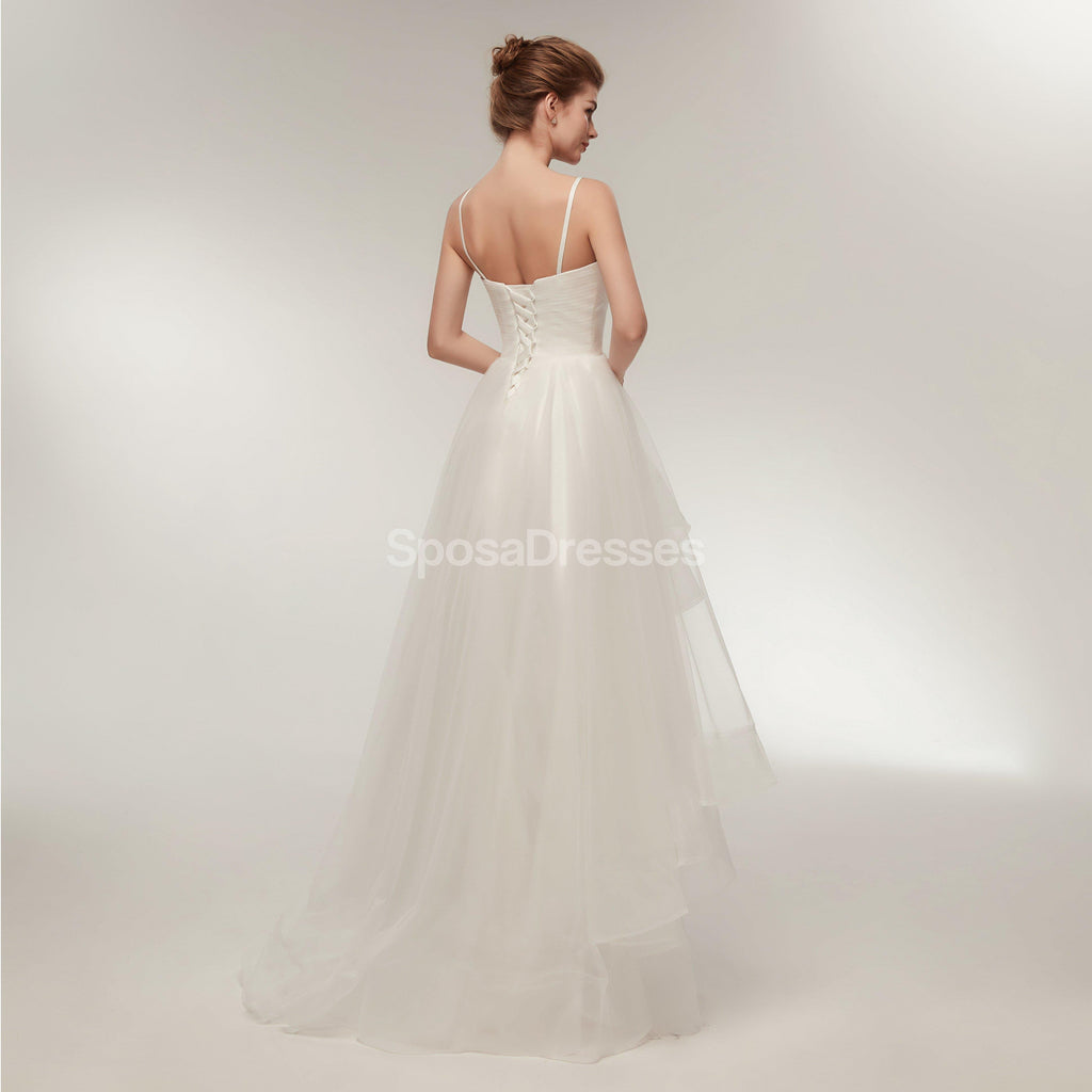 Spahgetti Straps High Low Simple Cheap Wedding Dresses Online, Cheap Bridal Dresses, WD565