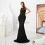 Halter Heavily Beaded Black Lace Mermaid Evening Prom Dresses, Evening Party Prom Dresses, 12092