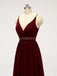 Dark Red Spaghetti Straps Chiffon Open Back Cheap Bridesmaid Robes en ligne, WG584