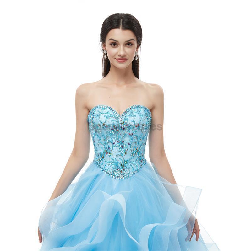 Sweetheart Blue Heavy Beaded Quinceanera Vestidos, Fiesta Nocturna Fiesta Vestidos, 12099